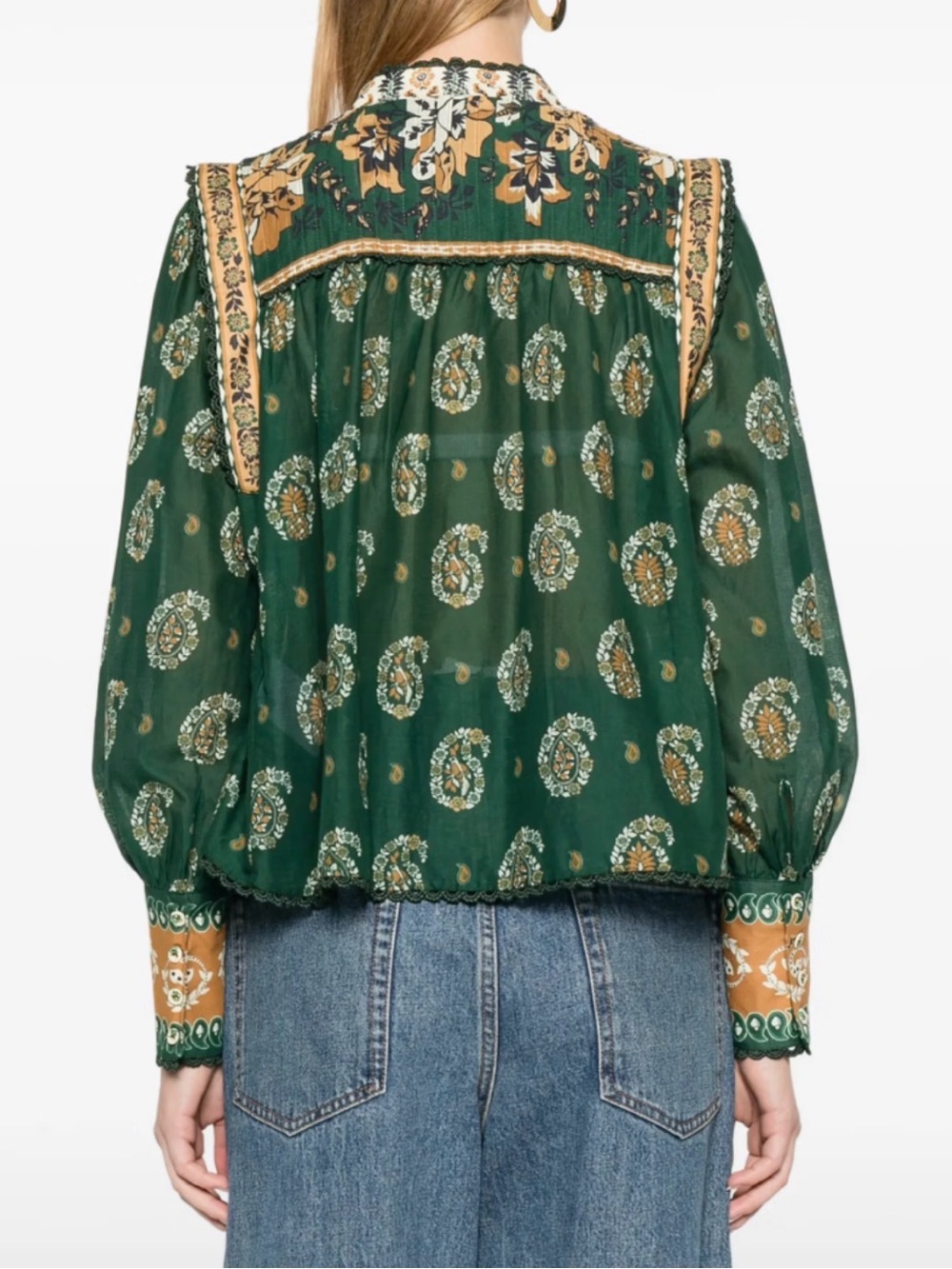 FARM RIO
Green Tayla Lace Buttoned Puff Sleeve Blouse - Picture 2 of 16
